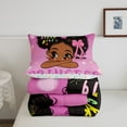 thumbnail image 5 of Magical Black Bedding King Princess King Comforter Set Pink Love Hearts Duvet Insert Afro Theme Down Comforter Cute Kawaii American Bedding Comforter Sets 3pcs, 5 of 6