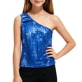 thumbnail image 3 of Tiijoy Girls Glitter Sequins One Shoulder Tank Tops Dance Stage Performance Shirt, 3 of 3