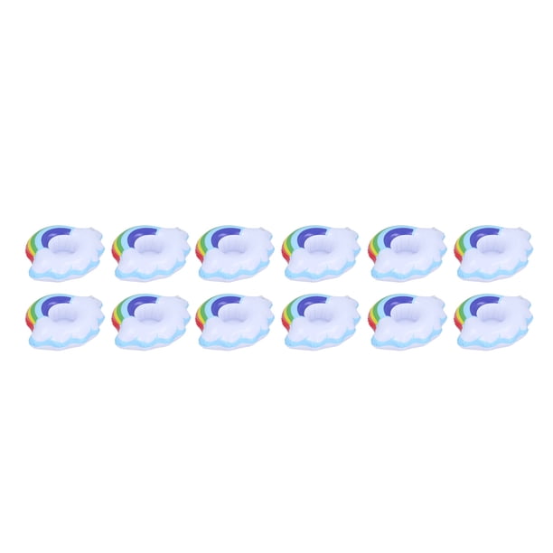 Portavasos inflable, 12 posavasos inflables de nubes coloridas, suministros de verano, acabado de lujo