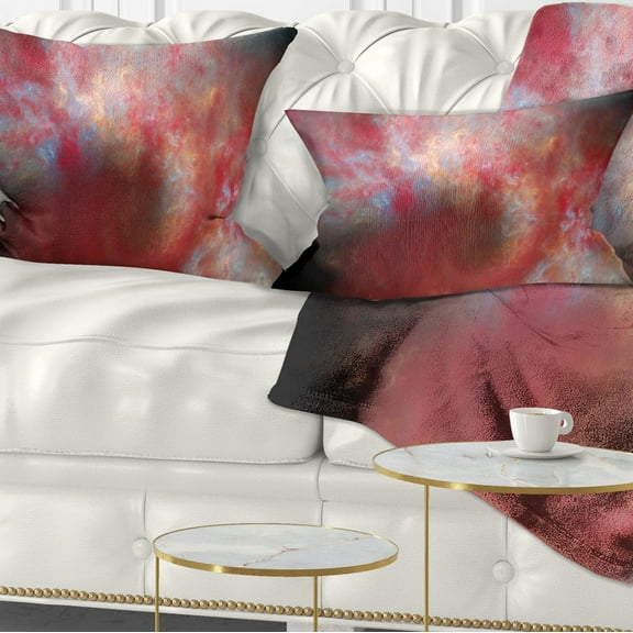 Designart Red Starry Fractal Sky - Abstract Throw Pillow - 12x20