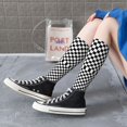 thumbnail image 7 of Knee High Socks for Women Checkerboard Black And White Long Tube Sock Uniform Socks, 7 of 7