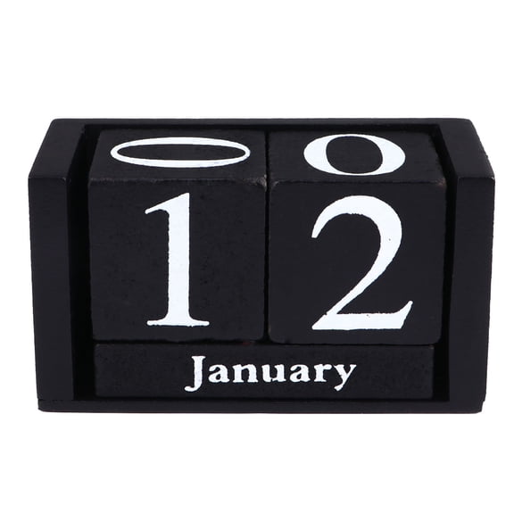 GOOHOCHY Vintage Mini Wooden Perpetual Desk Calendar with Black Display, Perfect for Student Desk Decoration and Office Use