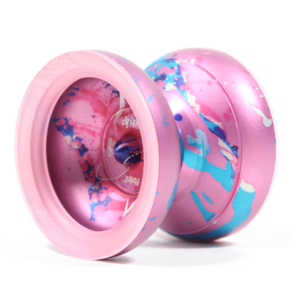 hspin x C3yoyodesign Antipodal Point Yo-Yo - 7075 Aluminum YoYo with PC Rings (Matte Pink Red Splash w/Pink Rings)