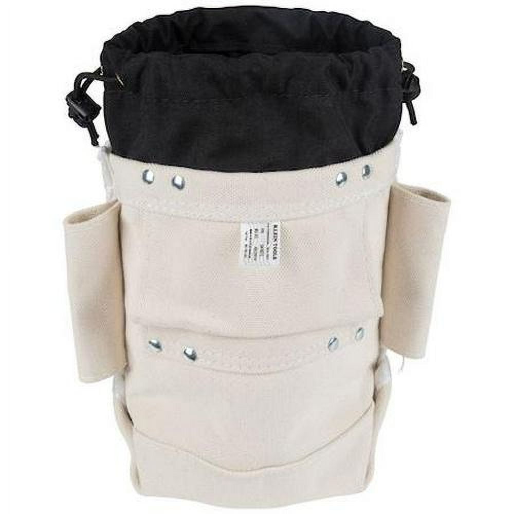 Klein Tools Bucket Bag, Natural, No. 4 Canvas, 2 Pockets