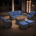 thumbnail image 2 of Bellefurn 7 Pieces Outdoor Patio Furniture Set with Fire Pit Table,Swivel Glider Chair,Sectional Sofas,PE Wicker Rattan Patio Conversation Sets for Porch Balcony Patio Deck, 2 of 12
