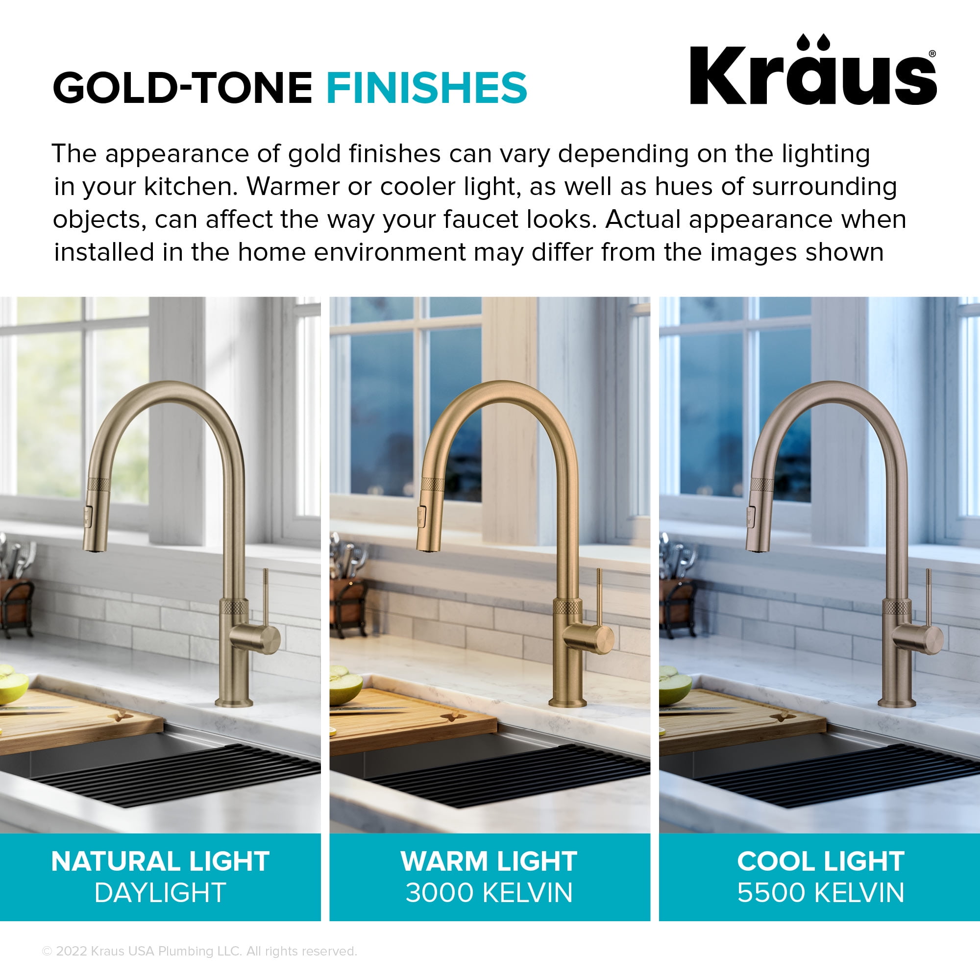 KRAUS Oletto Modern Industrial Pull-Down Single Handle Kitchen Faucet in Brushed Gold