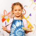 thumbnail image 2 of Blue White Tie Dye Spiral Pattern Kids Aprons for Girls and Boys,Adjustable Neck Strap Toddler Aprons for Kids Cooking Baking, 2 of 6
