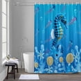 thumbnail image 5 of Summer Coastal Bathroom Shower Curtain, Ocean Blue Seahorse Jellyfish Nautical Coral Bubble Waterproof Washable Soft Bath Curtain for Bathtub Decor with 12 Hooks&Grommet, 72x72 Inch, 5 of 9