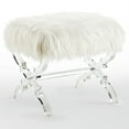thumbnail image 5 of Brayden Faux Fur Acrylic X-Leg Ottoman , Cream White, 5 of 8