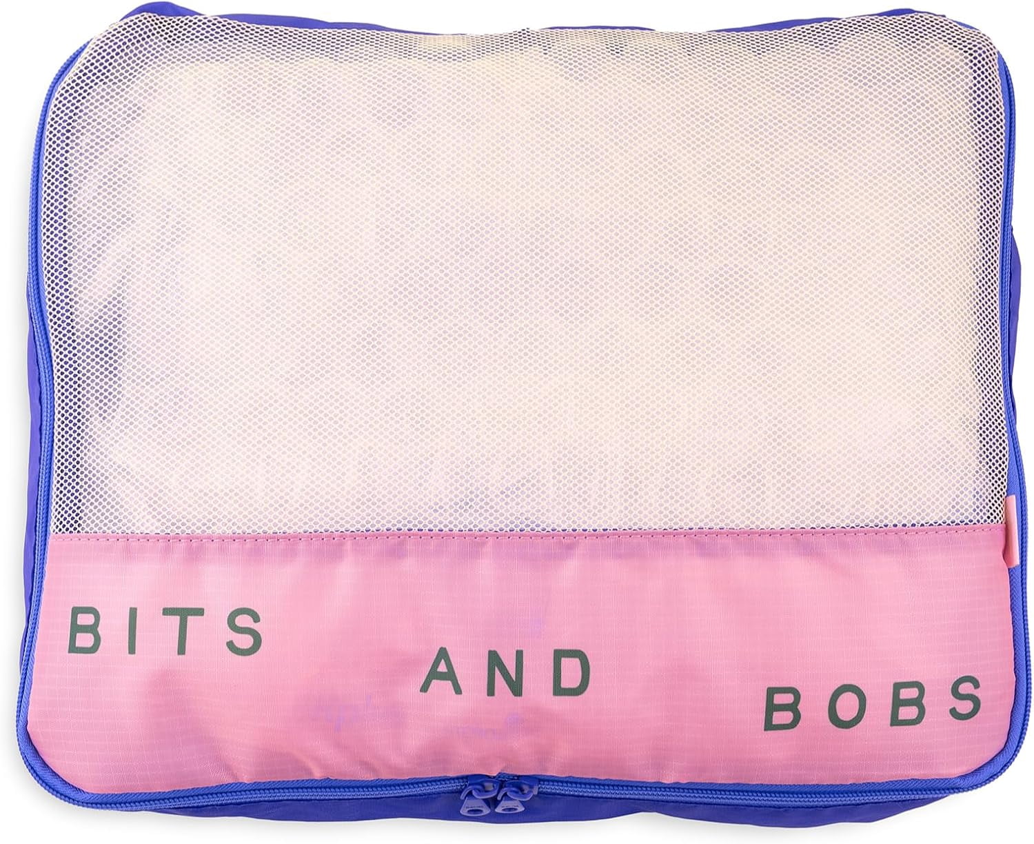 4-Piece Packing Cube Set – Polyester & Mesh Foldable Luggage Organizers – 1 Large (14.2"x11.2"x4") + 1 Medium (12.2"x9.2"x3.5") + 2 Small (9.2"x6.2"x3") – Bits and Bobs