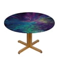 thumbnail image 3 of ONETECH Purple Teal Turquoise Galaxy Nebulous Round Tablecloth Washable Reusable Table Cover Stain-Resistant for Kitchen Dinning Party Holiday Picnic, 3 of 7