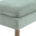 thumbnail image 5 of Selina Pillow Top Bench in Mist Green Fabric  Rustic Brown Finish Spindle Legs, 5 of 7