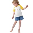 thumbnail image 7 of Girls Raglan Graphic Tees Size 3-14 Baseball Summer Cute Short Sleeve T-Shirts Loose Fit Round Neck Casual Tops Yellow， 9 Years, 7 of 7