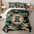 thumbnail image 2 of meiyoeat Camo Letter K Quilt King for Boys, Vintage Camouflage King Coverlet Set for Women, Green, 3 Pieces, 2 of 7