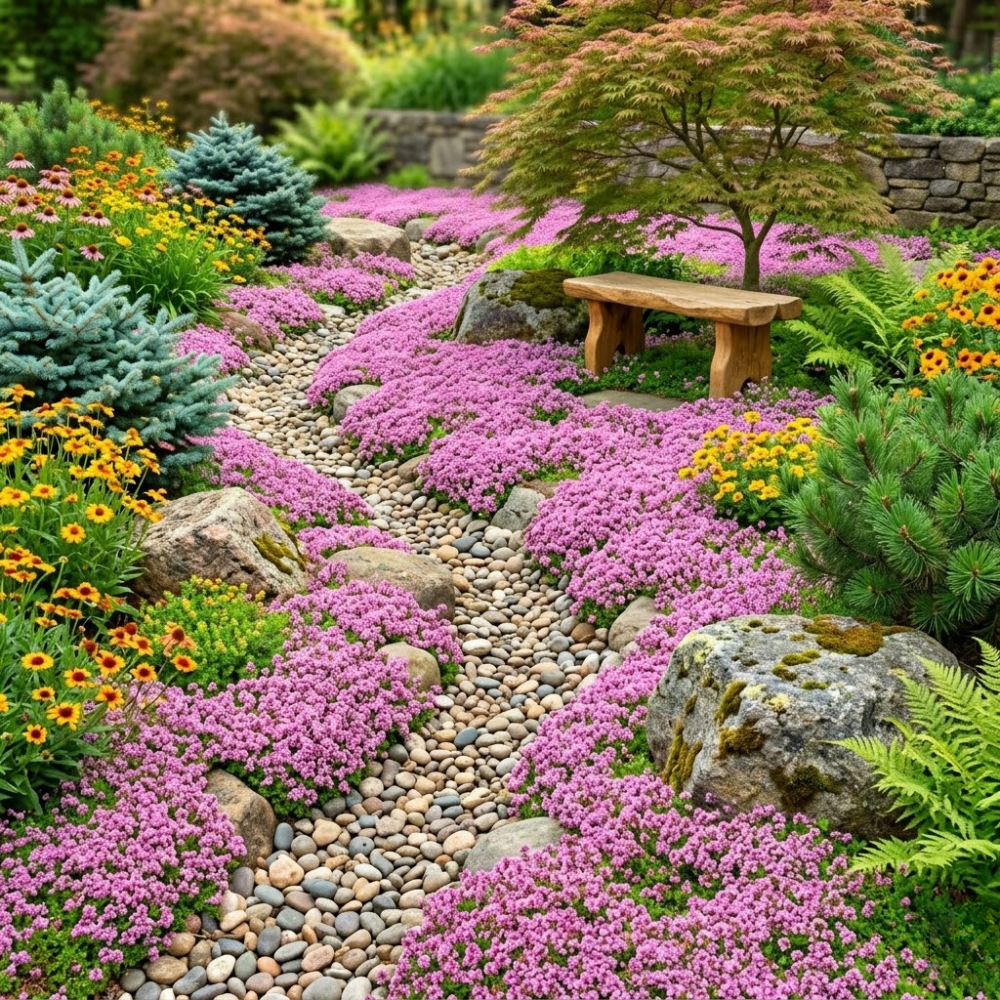 Pack of 100 Pink Creeping Thyme Seeds, Live Creeping Thyme Plant, Pink Flower, Fragrant Flowering Herb for Growing