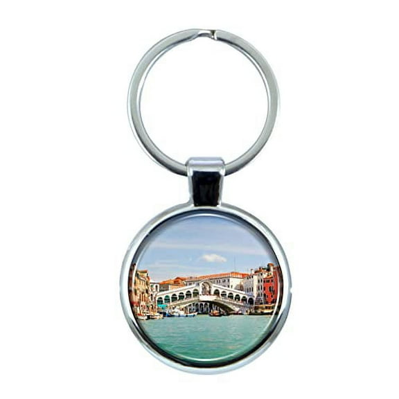 Venice Keychain with Epoxy Dome and Metal Keyring