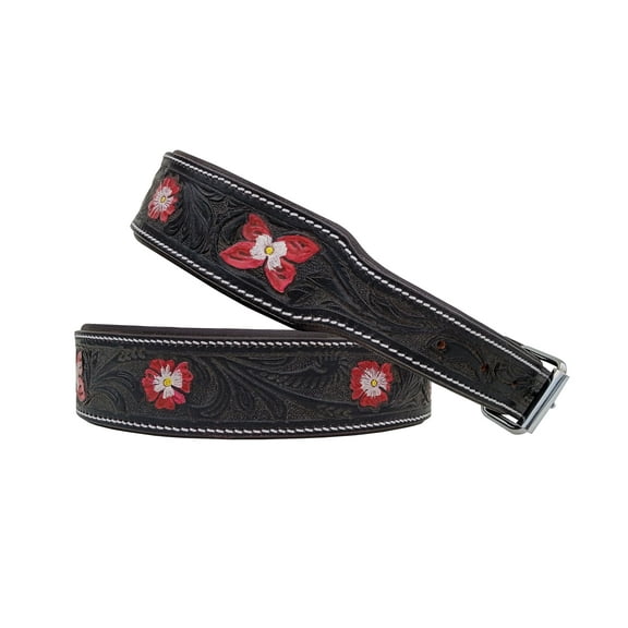 Affilare Leather Dog Collar Western Style Heavy Duty Floral Design Padded for Puppies and Big Dogs 10AB120-XS