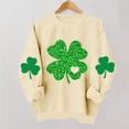 thumbnail image 2 of St Patricks Day Sweatshirt for Women Green Shamrock Printed Shirts Casual Long Sleeve Crew Neck Pullover Tops (M, Beige), 2 of 6