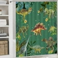 thumbnail image 5 of Teens Dinosaurs Creative Bathroom Shower Curtain Set Cartoon Colorful Jungle Animals Dinosaurs Non Slip Waterproof Bath Mat Toilet Mat Rugs,72" W x 72" L, 5 of 8