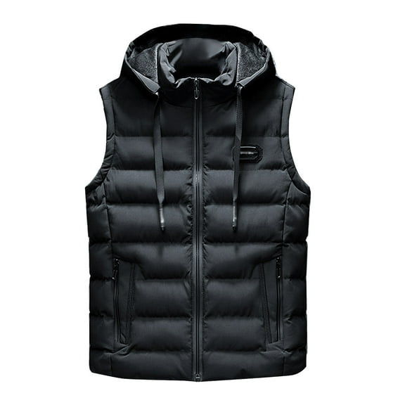Men's Winter Warm Down Coats Vest Fashion Outdoor Hooded Zipper Coats Vest