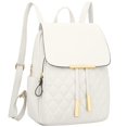 thumbnail image 1 of Mochila KKXIU de piel acolchada a la moda para mujer, color blanco, 1 of 7