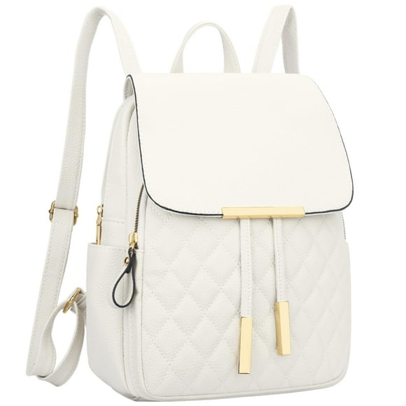 Mochila KKXIU de piel acolchada a la moda para mujer, color blanco