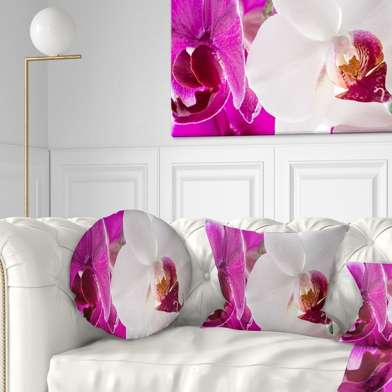 Designart CU7295-26-26 Blooming Orchid Flowers Throw Pillow 26 x 26