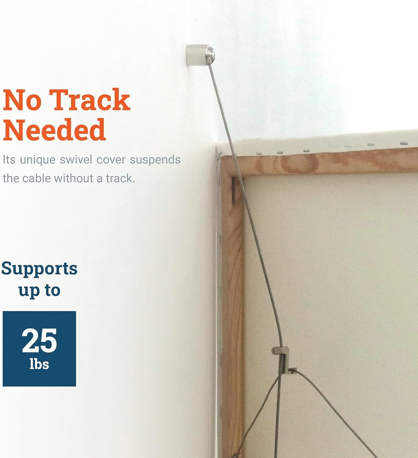 Picture Hang Solutions - 25-lbs Capacity Bullet Hanger with Steel Cable and Gallery Hooks - Gallery Hanging Systems