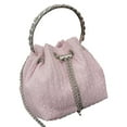 thumbnail image 1 of Women Bucket Bags Chains Rhinestone Drawstring Ladies Handbags Purse (Pink), 1 of 8