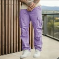 thumbnail image 2 of Turilly Men's Outdoors Cargo Pants Button Zipper Fashion Solid Color Casual Pocket Pants, 2 of 6