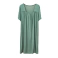 thumbnail image 5 of Bovxnpu Nightgowns for Women Short Sleeve Sleepshirt Loungewear Cotton Soft Pleated Long Nightgown Sleepwear, 5 of 8