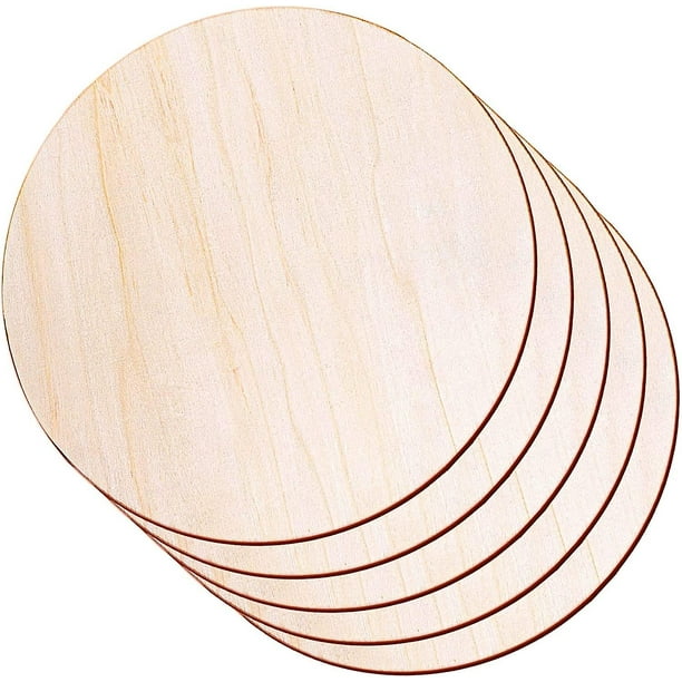 Round Wooden Plates For Crafts, Set Of 5 14" Wooden Circles Unfinished