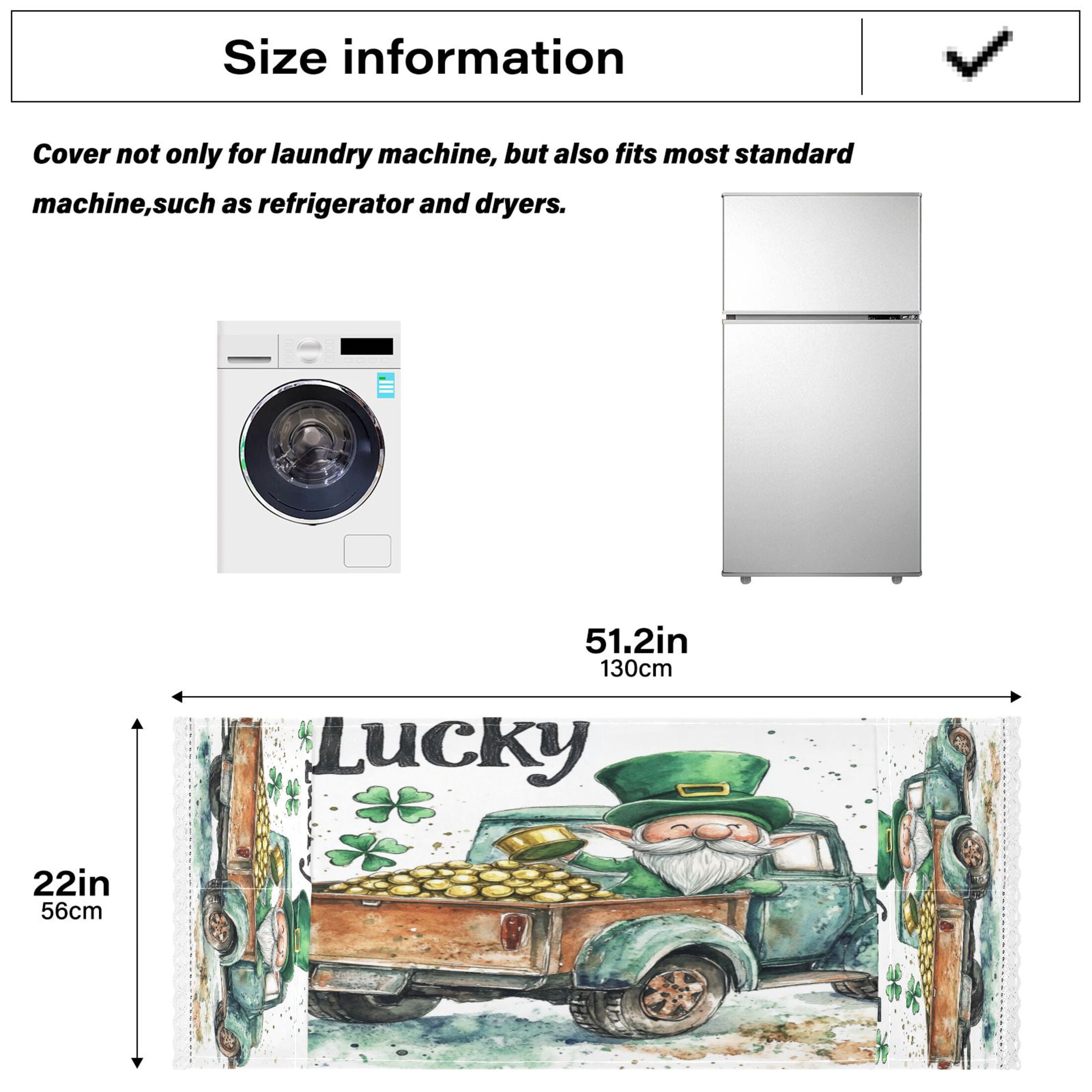 WOBOGO St Patricks Day Lucky Car Washing Machine Cloth Dryer Refrigerator Top Cover Protective Non-Slip Mat For Kitchen Laundry