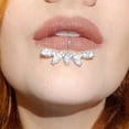 thumbnail image 5 of Party Accessories Silver Color Zirconia Gold Color Non-piercing Lip Clip Cuff Non Piercing Jewelry Fake Labret Piercing Lip Stud Fake Lip Ring SILVER 1, 5 of 8