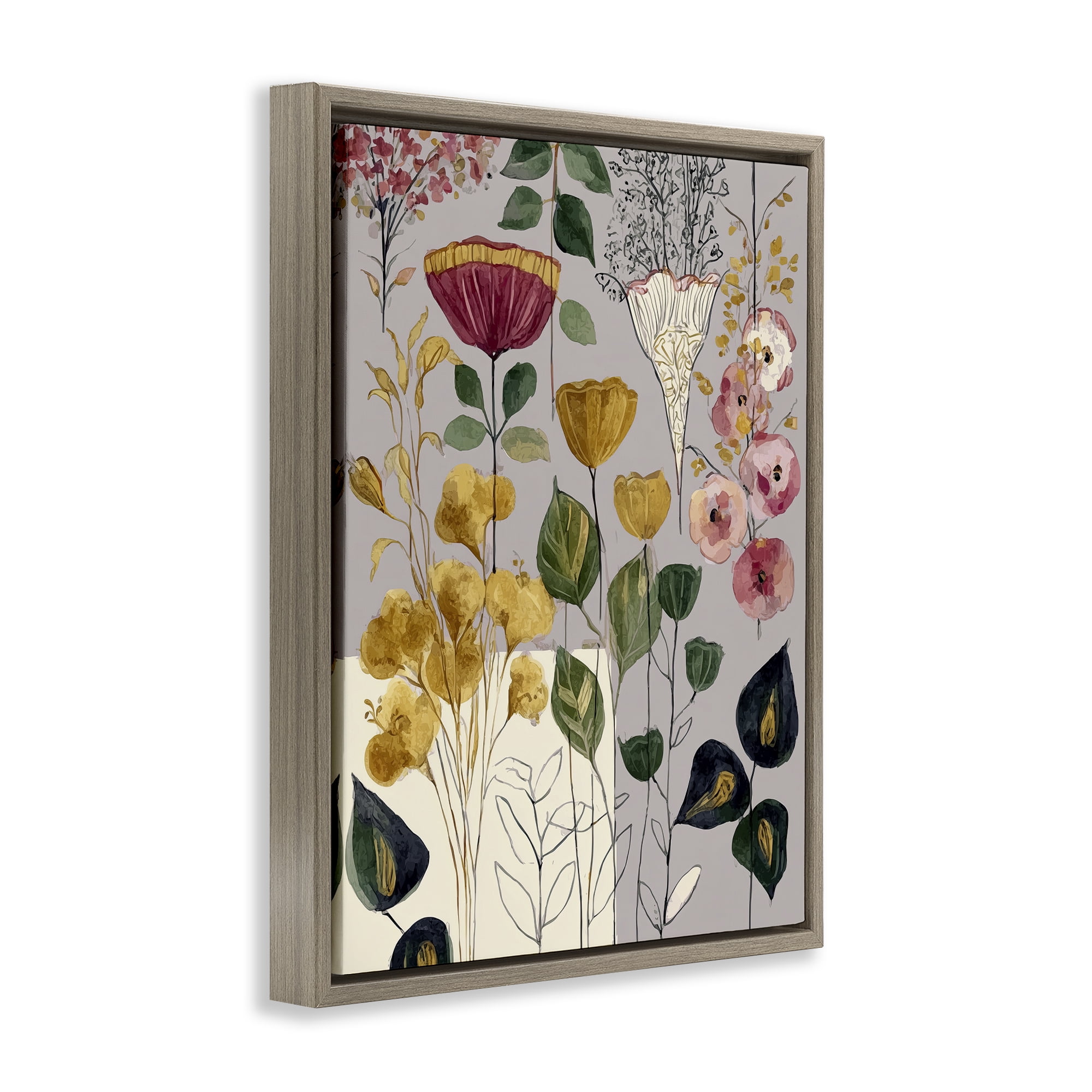 Playful Assumptions Foliage Brown Framed Floater Canvas Wall Art, design by Annabelle Hall