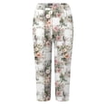 thumbnail image 4 of Mnuaqn Women's Summer Elastic High Waisted Floral Capri Leggings Comfy Stretch Slim Knee Length Cropped Yoga Pants (XXL, White), 4 of 4