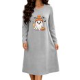 thumbnail image 2 of Taqqpue Womens Sleepshirt Long Sleeve Crew Neck Cotton Nightgown Halloween Graveyard Print Oversized Knee Length Casual Pullover Lightweight Sleep Gown for Women All Plus Sizes, 2 of 6