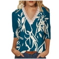 thumbnail image 1 of HKEJIAOI Hauts à Manches 3/4 pour Femmes Imprimé Floral Col Rond XXL Été, 1 of 5
