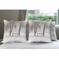 thumbnail image 6 of Ambesonne Winter Throw Pillow Cover 4 Pack, Bench Trees Snowflakes, 24", White Brown, 6 of 7