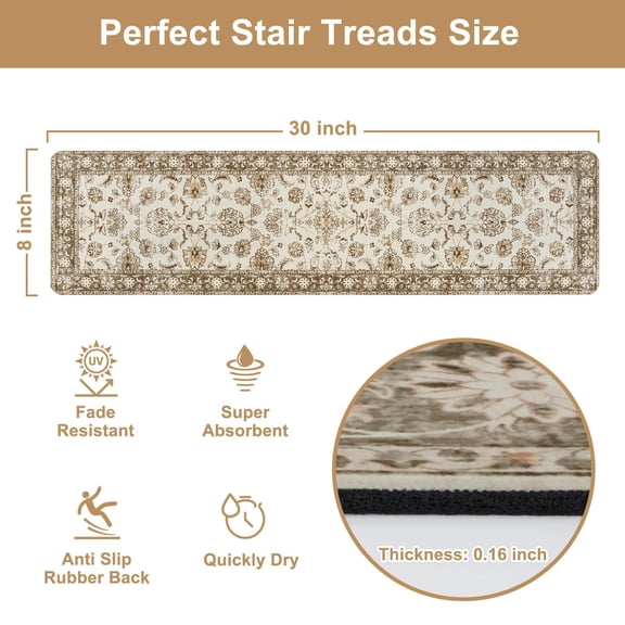 Staircase Step Treads Beige 30" x 8" 15 Count Indoor Use