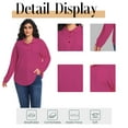 thumbnail image 5 of Cuteduck Women's Plus Size Waffle Knit Tops Henley Long Sleeve Fall Casual Shirts 1X-5X, 5 of 7