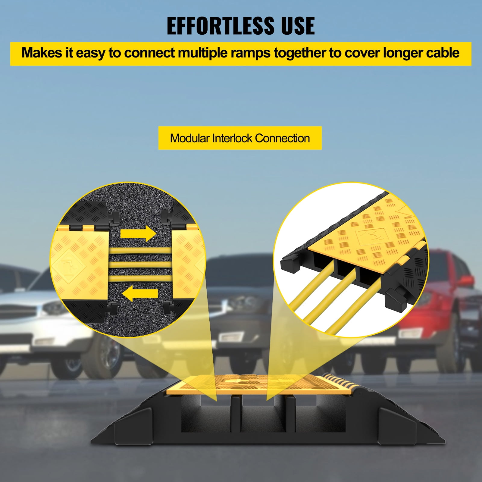 SKYSHALO 3-Channel Rubber Cable Protector Ramp 2 x 2.3 inch Channel Heavy Duty Cable Wire Cord Cover Ramp Speed Bump Driveway Hose Cable Ramp Protective Cover