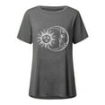 thumbnail image 2 of Qiylii Women Long Loose T-shirt, Sun and Moon Print Short Sleeve Round Neck Summer Tops, Plus Size S-XXXXXL, 2 of 5