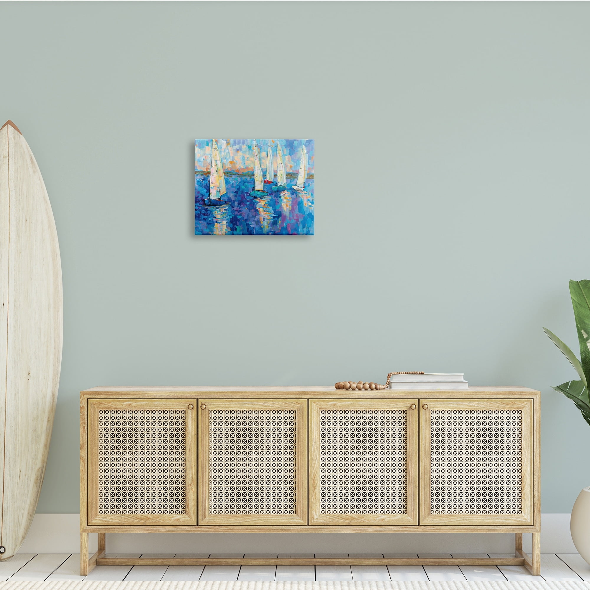 Stupell Industries Expressive Sailboat Waters Abstract Nautical Ship Painting, 20 x 16, Design by Jeanette Vertentes