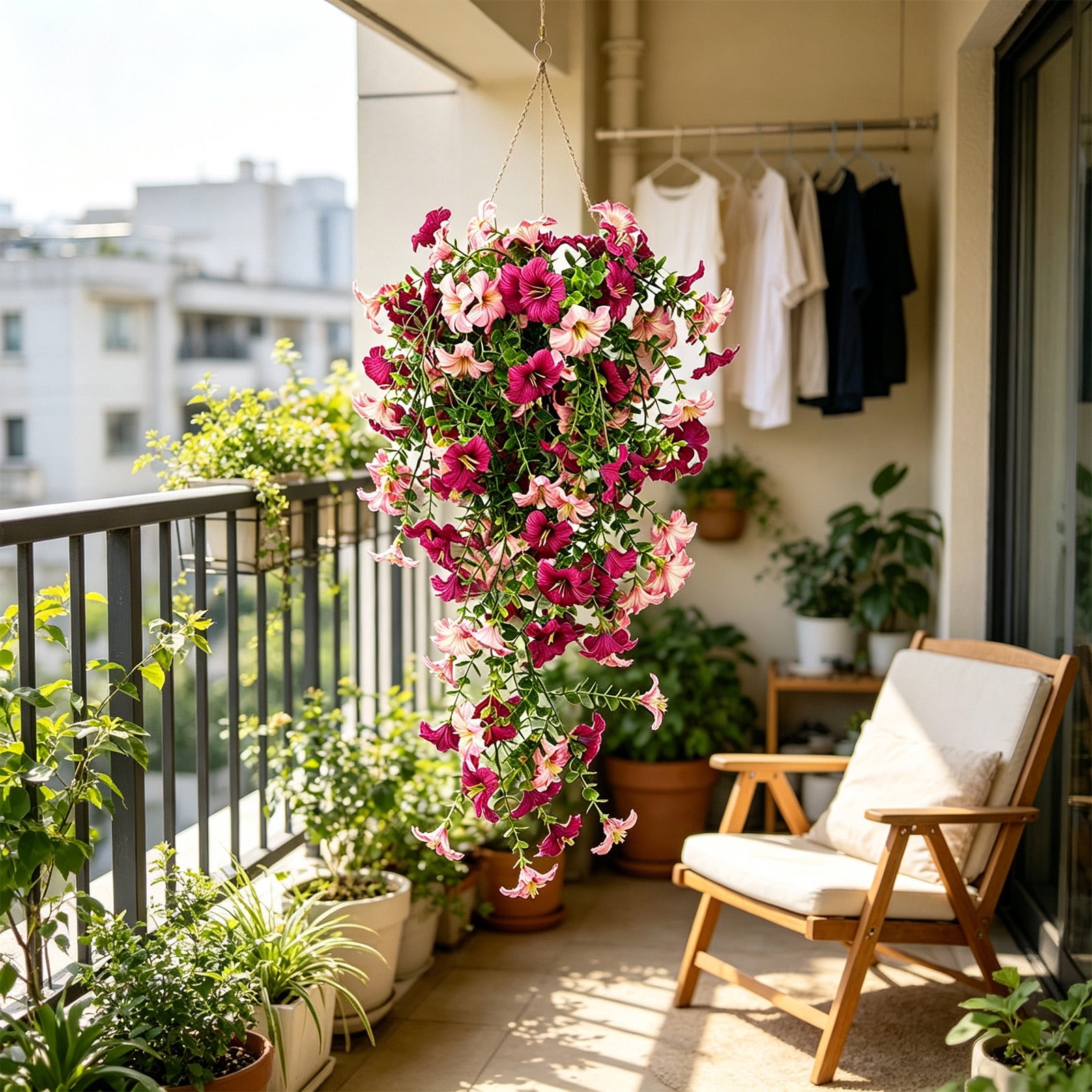 SLYNSHome Outdoors Flowers Home Decorations Artificial Hanging Lilys Flowe UV Resistant Faux Silk Plants for Garden Porch Fence Wedding Wall Spring Summer Decor - Pink
