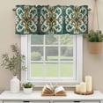 thumbnail image 3 of Abstract Orange Green White Flowers Window Valance Curtain Ethnic Floral Rod Pocket Short Curtain for Living Room, Bedroom & Kitchen Window Decor 42x12in, 3 of 8