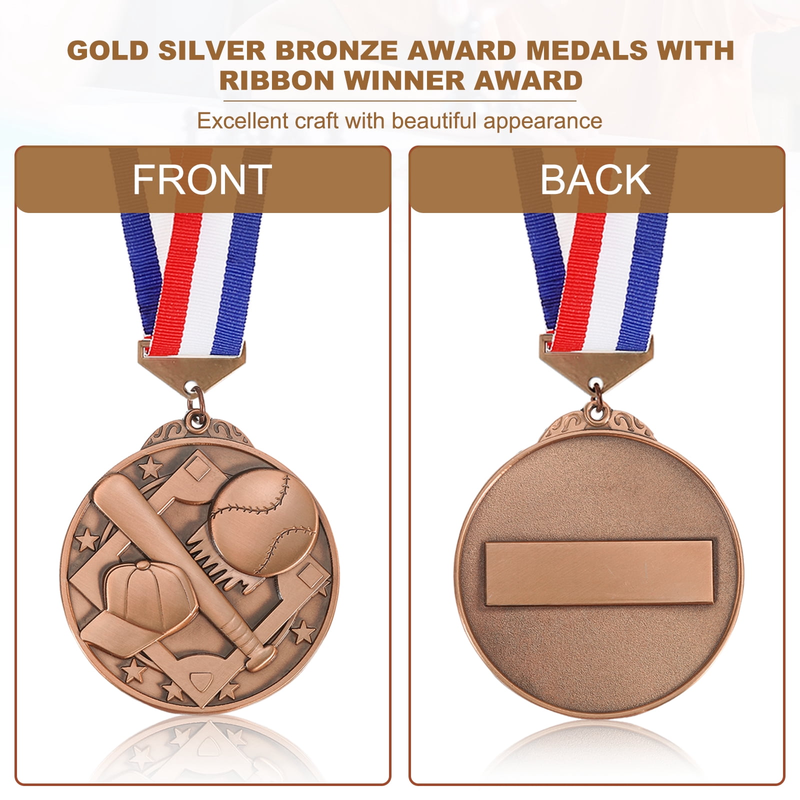 Uxcell Baseball Games Cap Award Medals with Ribbons, Winner Medals Prizes for Competitions Sports Party Red