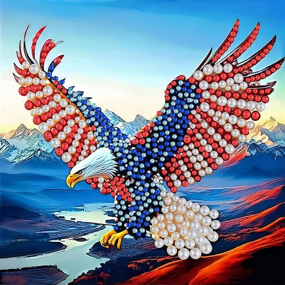 BYGFHLYW 5D DIY Pearl Diamond Painting Kit, Mountain Bald Eagle Pearl Diamond Art Set, 12 x 12 Inch