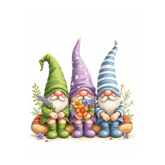Diamond Art Kits for Adults - 5d Gnomes Colorful Hats Flowers Trio Diamond Painting for Adults, Diamond Art for Adults Beginners, Diamond Painting Kits for Adults for Home Wall Decor