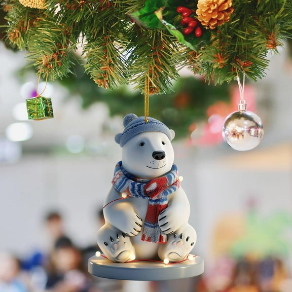 Christmas Tree Ornament Hanging 3D Acrylic Polar Bear Pendant for Holiday Enthusiasts Cute Festive